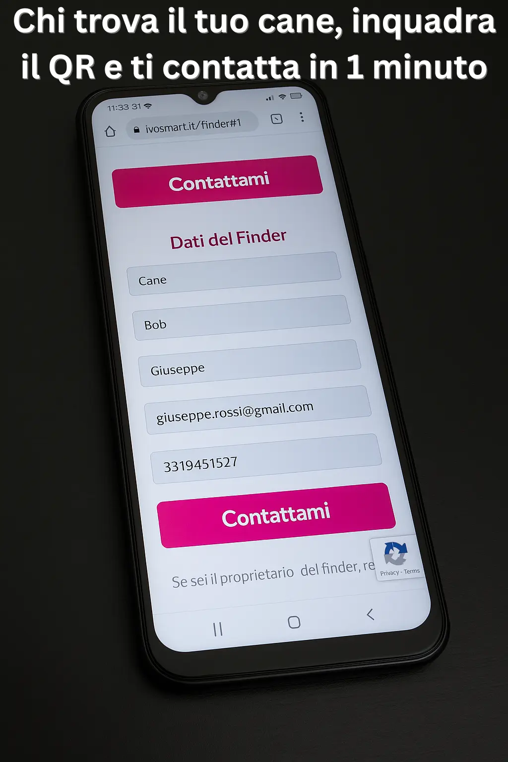 MiTrovi, retro con QR Code per cani e gatti